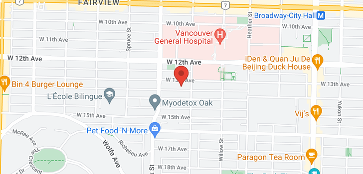 map of 105 1088 W 14TH AVENUE